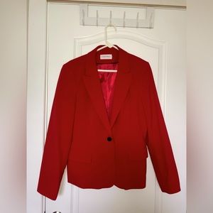 Red Calvin Klein blazer.